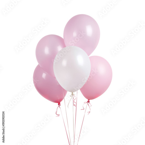 Balloons in Shades of Pink and White in a Group for a Celebration or Party Se...