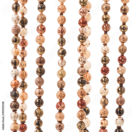 Beads of Various Colors Hanging in a Row for Crafting and Design Activities