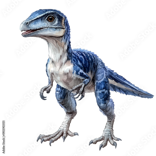 Microraptor, clipart watercolor vector with gentle, isolated on a white background.