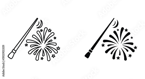 Magic Wand Sparkles Fireworks Illustration Artistic Design Creative Concept