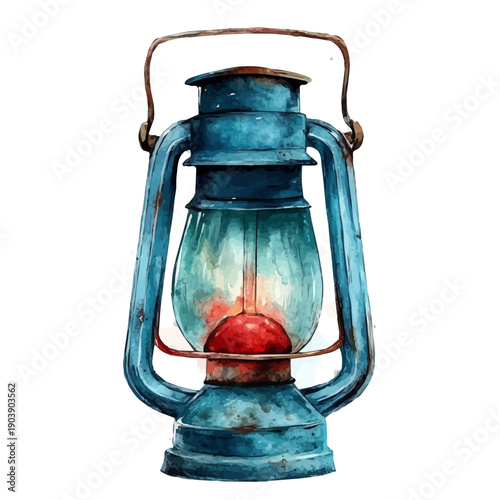 Lantern Light, vector clipart in watercolor with smooth gradients, isolated on a white background.