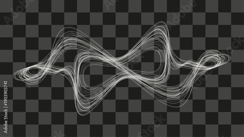 Wave Form Complex Abstract Digital Flow Visualization Element Illustration Graphic White Luminous Transparent
