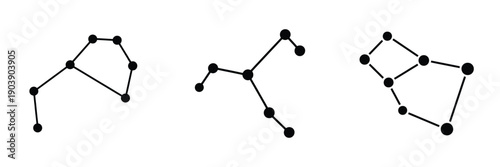 Zodiac Constellation Vector Set: Gemini Star Sign Map Icons for Astrology and Astronomy Design