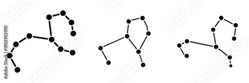 Leo Zodiac Sign Constellation Vector Set: Minimalist Astrology Icon Pack with Stars and Connections for Horoscope and Celestial Graphic Design