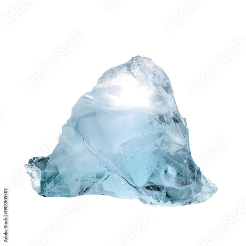 Ice Rock With Blue Tint Placed on Plain Background for Display in the Studio