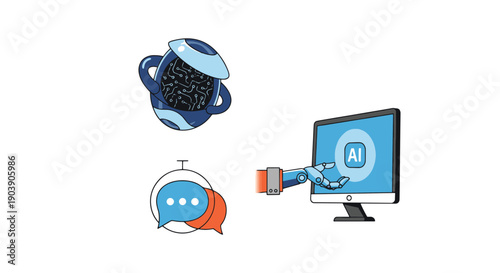 Assistant Line colorful digital illustration