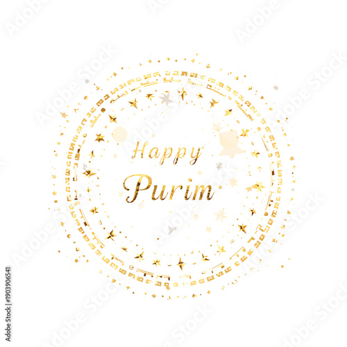 Celebration of Purim With Gold Decorations and Festive Elements in a Simple D...