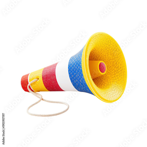 Colorful Megaphone Sits on a Surface Ready for Use During an Indoor Event or ...