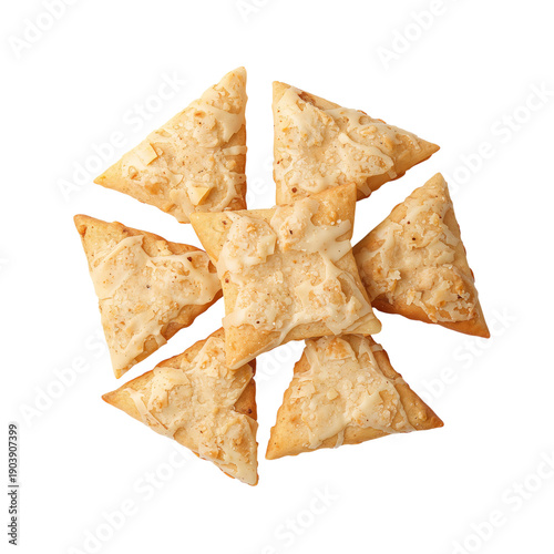 Baklava Pieces Arranged in Round Shape on White Background