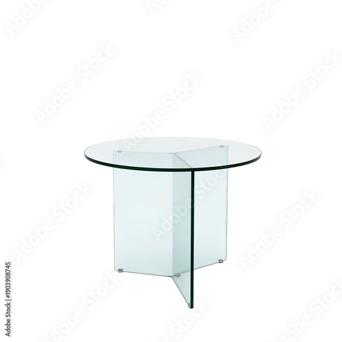 Round Glass Table Designed With a Simple Structure and Clear Surfaces Suitabl...