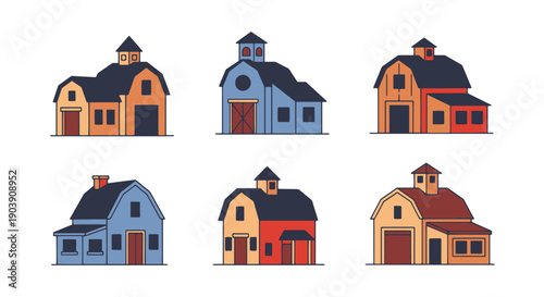 Farmhouse Line art color filled abstract design