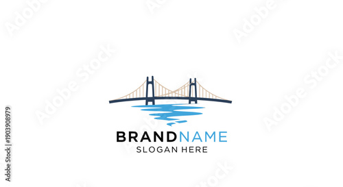 Bridge Logo Design Template with Water.