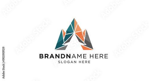Geometric Logo Design with Colorful Triangles.