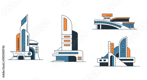 Futuristic Architect line art vibrant color
