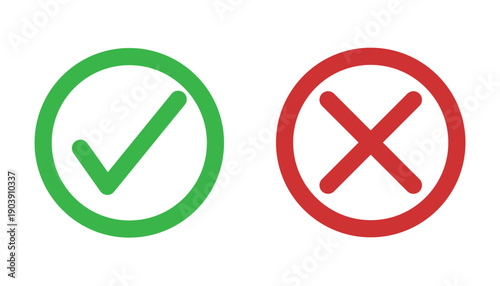 Set of Checkmarks and Cross Symbols