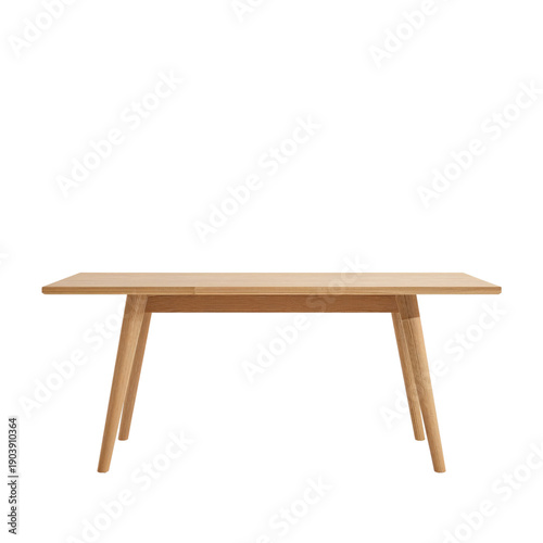 Wooden Table With Angled Legs on a White Background in a Simple Design