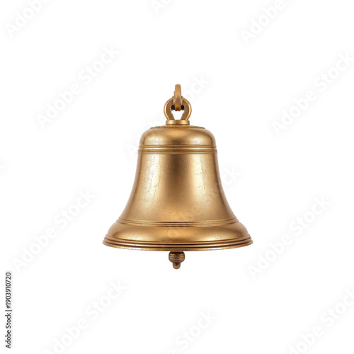 Golden Bell Hanging in a Simple Setting Against a Plain Background
