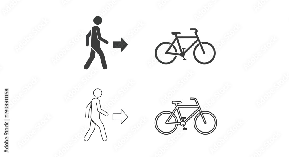 Obraz premium Pedestrian and bicycle icons show alternatives.