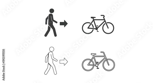 Pedestrian and bicycle icons show alternatives.