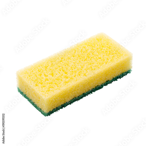 Cleaning Sponge on White Background for Household Tasks and Cleaning Surfaces...