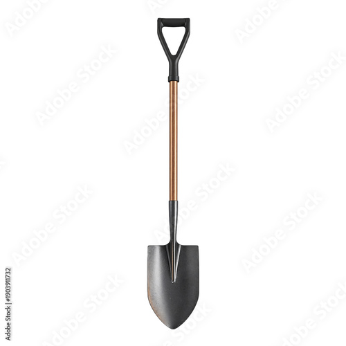 Gardening Tool Display With a Shovel Set Against a Plain Background in a Well...
