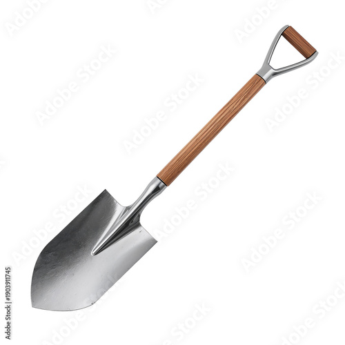 Gardening Tool Display With a Shovel Set Against a Plain Background in a Well...