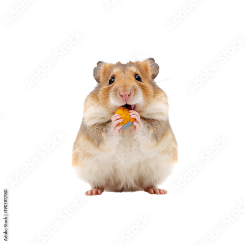 Cute Hamster Holding a Snack in Its Paws With a Focused Expression on Its Face