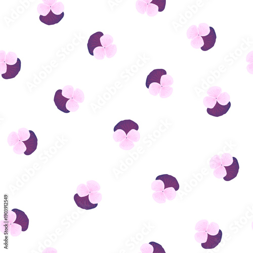 Seamless floral pattern pink Pansies flowers on white background, vector eps 10