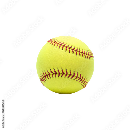 Bright Yellow Softball Resting on a Solid Surface in a Bright Space
