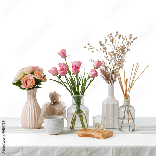 Elegant Table Setting With Roses and Candles for a Special Dinner