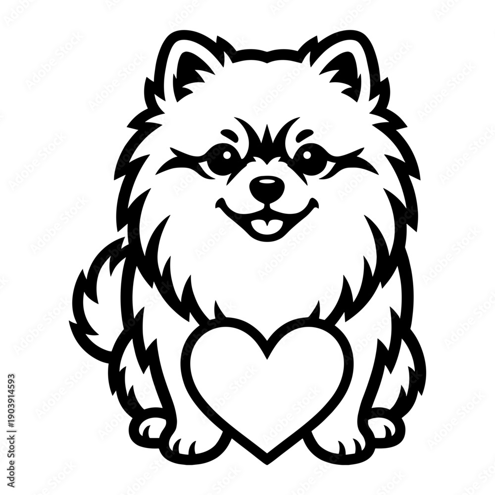 Fototapeta premium Pomeranian Dog with Heart