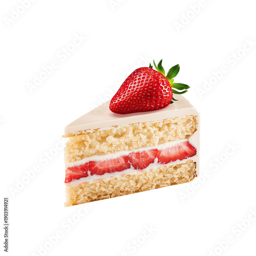 Delicious Slice of Cake With Fresh Strawberries on Top at a Dessert Gathering