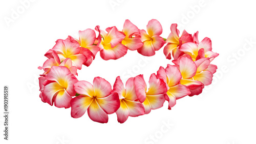 Colorful Plumeria Lei Placed on a Plain Background for Display or Decoration
