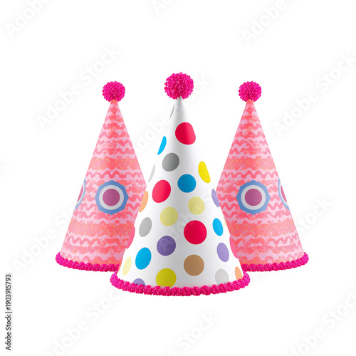Colorful Party Hats on Display for a Celebration During a Festive Gathering i...
