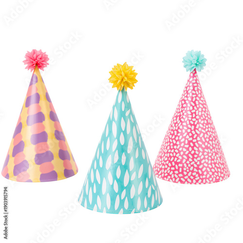Colorful Party Hats on Display for a Celebration During a Festive Gathering i...
