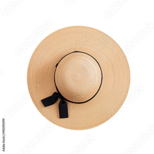 Wide Straw Hat on a Light Background With a Circular Shape and Simple Design