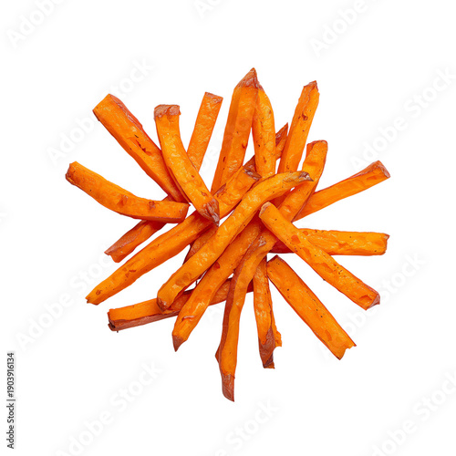 Sweet Potato Sticks Placed on a White Surface for a Quick Snack Option During...