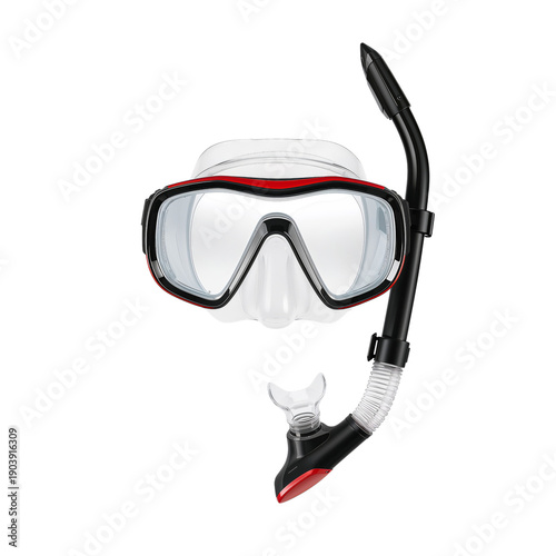 Snorkel Mask and Breathing Tube Displayed on a White Background for Underwate...