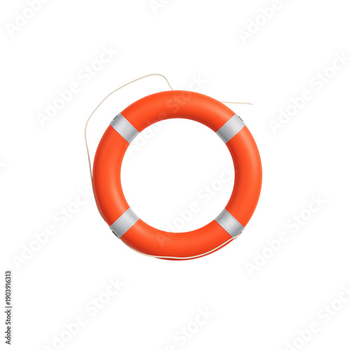 Life Buoy Lying on a Surface in Bright Daylight Ready for Use in an Emergency...