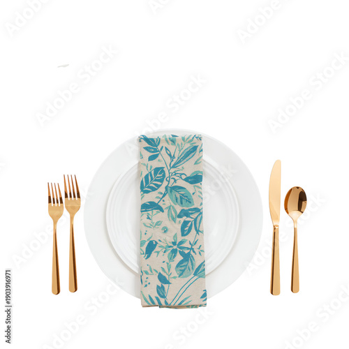 Elegant Table Setup With Gold Utensils and Multiple Plates for a Special Occa...