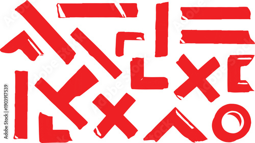 Abstract red brush strokes on white background, expressive paint texture, vibrant artistic design