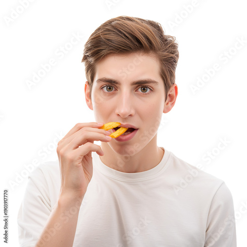 Young Person Tasting a Snack in a Bright Setting During the Day