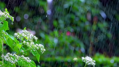 Raining on flowers, ambient nature video, stock video, 4k animated seamless loop, seamless looping overlay 4k virtual video animation background, rain ambience, seamless ambience, 4k raining ambience
