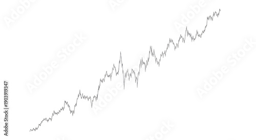 Stock market graph rising trend line chart with upward growth in transparent background