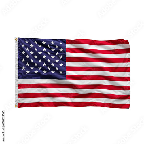 Waving United States Flag on a Flagpole During the Day With Blue Sky