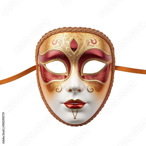 Golden Mask Decorated With Patterns and Colors for a Festive Event