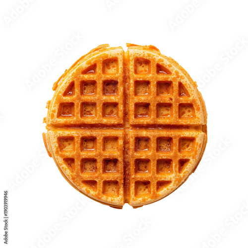 Fresh Waffle Served With Powdered Sugar on Top in a Simple Setting During Bre...