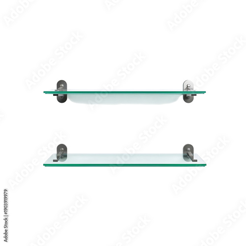 Two Glass Shelves With Metal Brackets on a White Wall in a Modern Interior Space