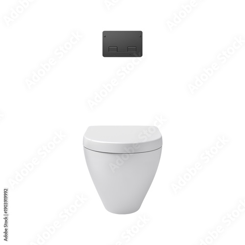 Modern Toilet Design in a Clean Bathroom Setting With a Flush Panel in the Ba...
