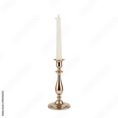 White Candle on Clear Glass Holder Placed on Table in Indoor Setting During E...